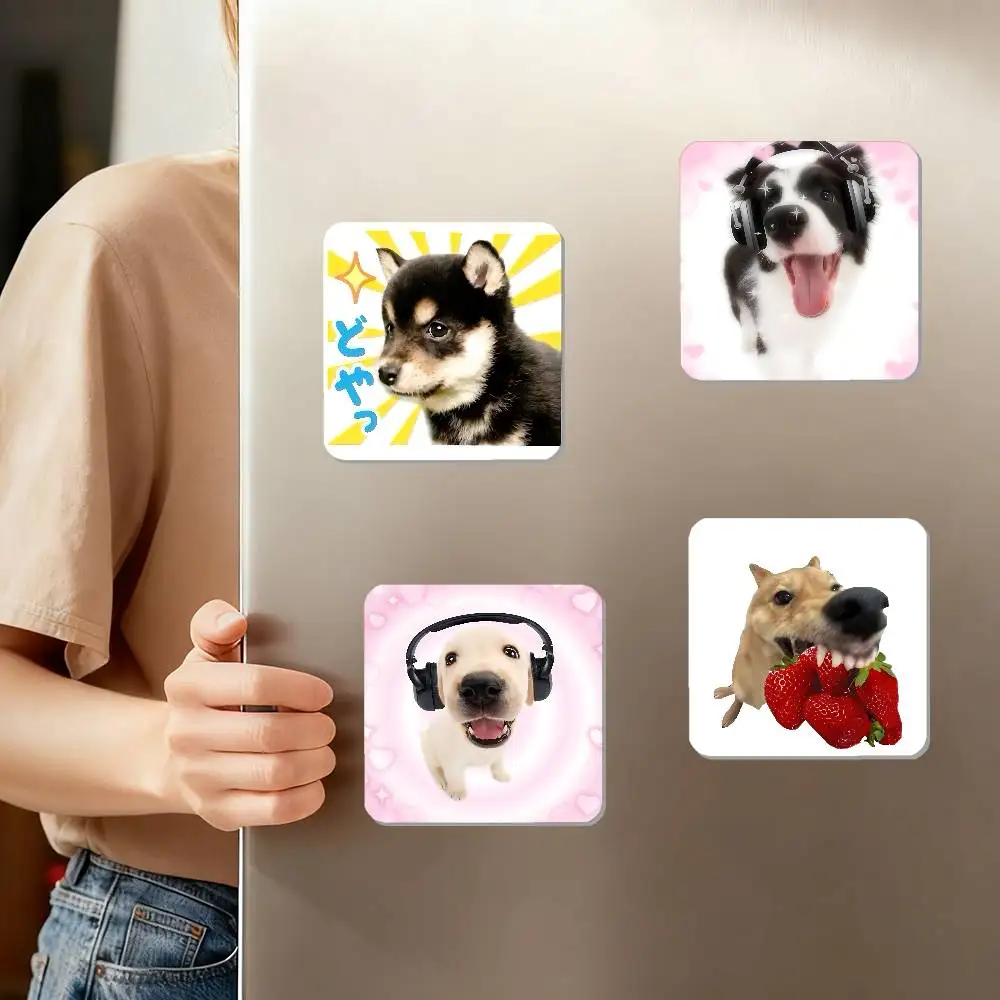 Cute Puppy Refrigerator Magnet Square Stickers - Can Be Used To Personalize Home Decoration And Are Ideal Keepsakes Or Gifts.