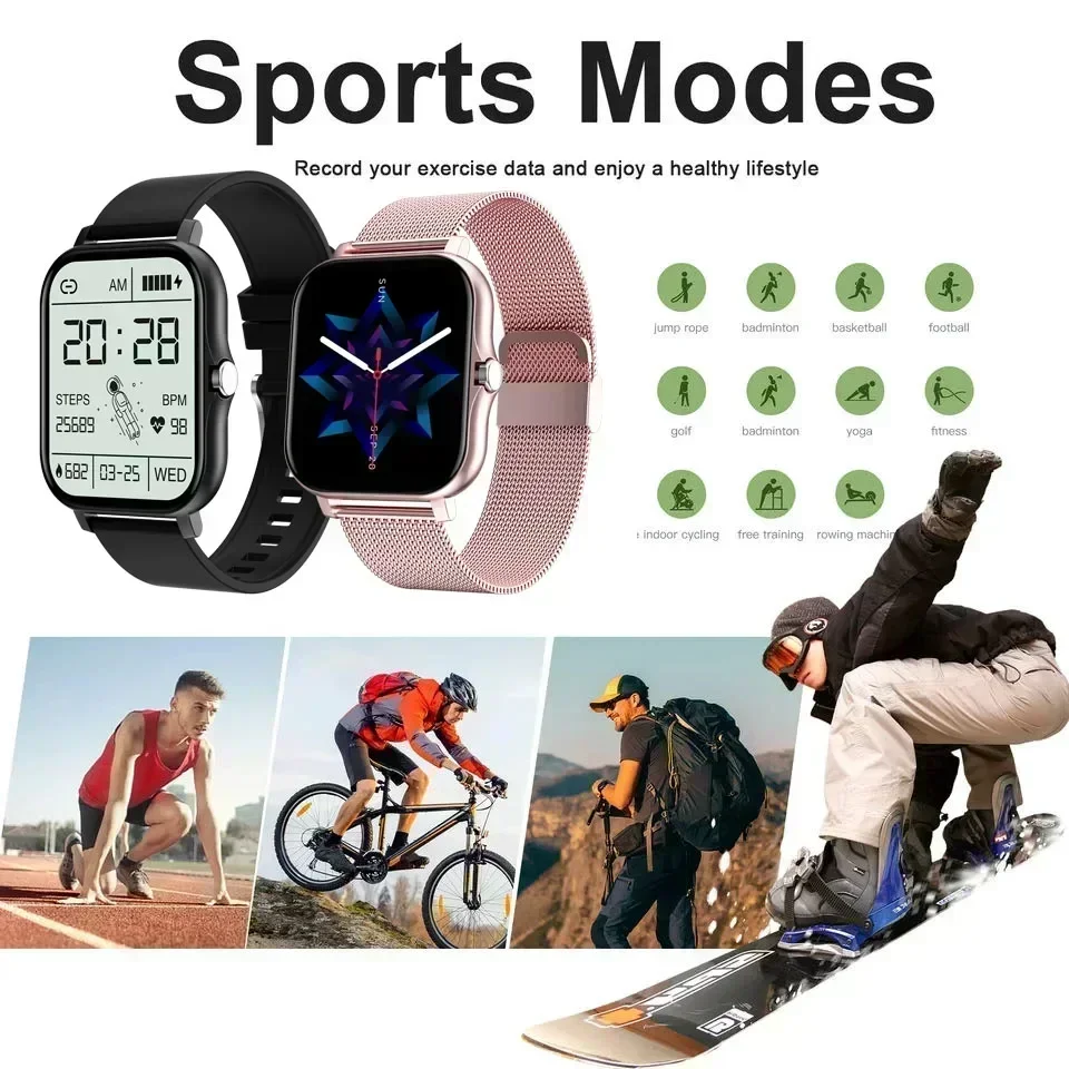 Full Touch Sports Relógios Inteligentes para Mulheres, Monitoramento de Freqüência Cardíaca, Rastreador De Fitness, Chamada Bluetooth, Pulseira Smartwatch