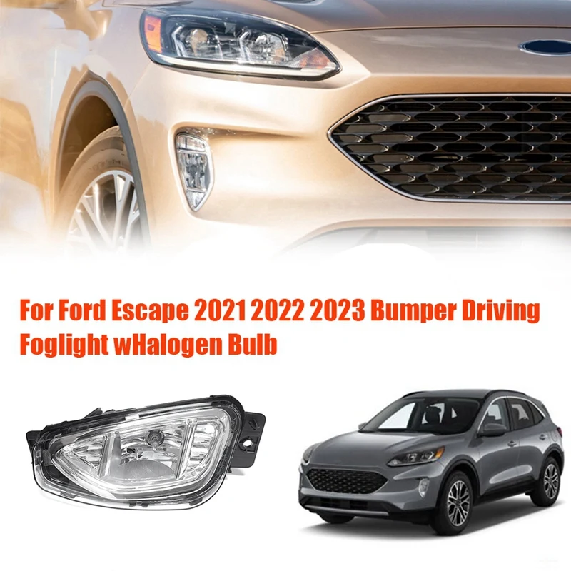 

1Pair Front Fog Light Assembly For Ford Escape 2021-2023 Accessories Car Bumper Driving Lamp Foglight With Halogen Bulb