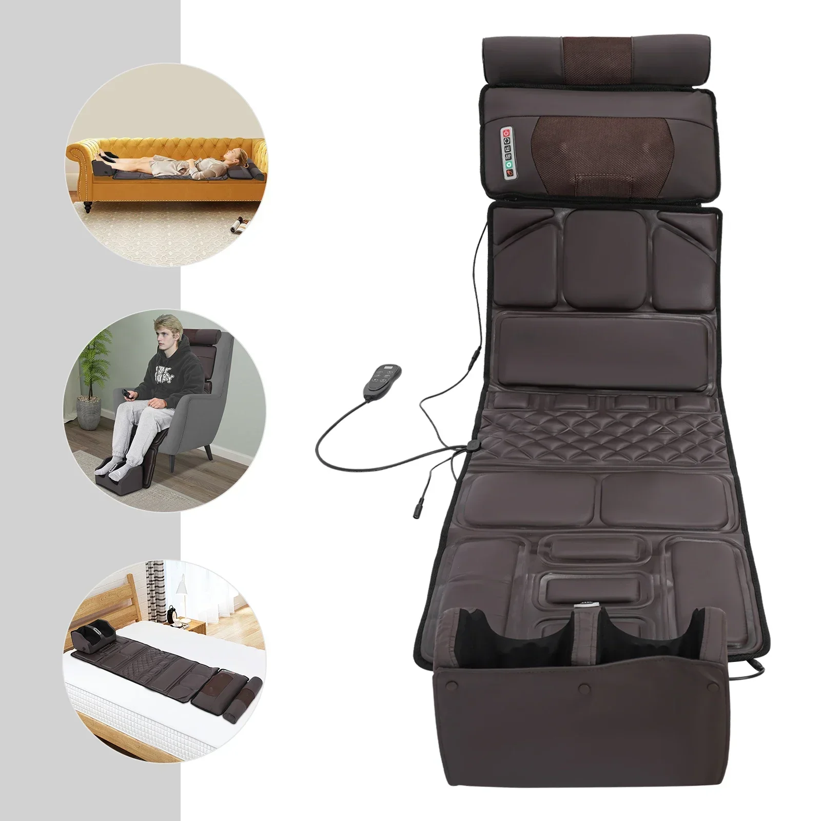 Masseur 36W, coussin de massage en cuir, 9 niveaux, machine de massage corporel complet, machine de massage DC 12V, réglable et programmable