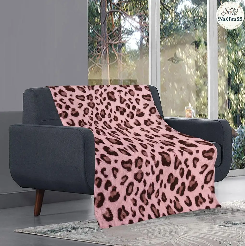 Pink Leopard Print Blanket Bedspread on the Bed Blankets and Throws Home Throw Sofa School Knee Halloween Linens Anime Character