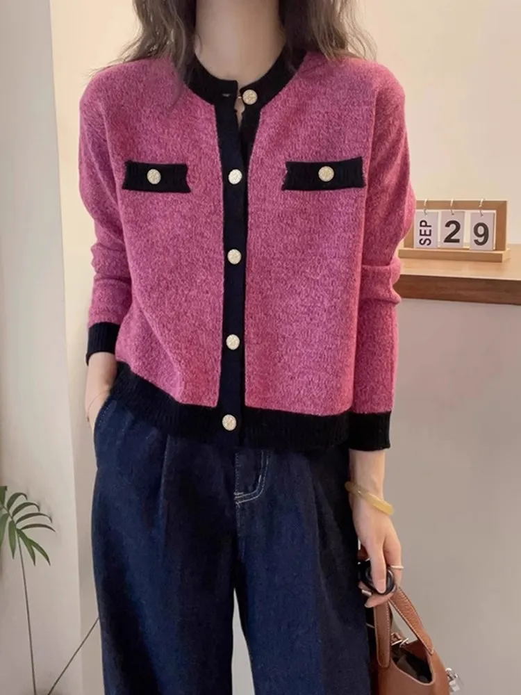 Phụ Nữ Mới Nhẹ Nhàng Rời Tất Cả Các Trận Đấu Dệt Kim Thời Trang Cổ Tim Áo Khoác Áo Khoác Nữ Thời Trang Thanh Lịch Chất Lượng Cao Mềm Mại Sang Trọng Ngọt Ngào mồ Hôi