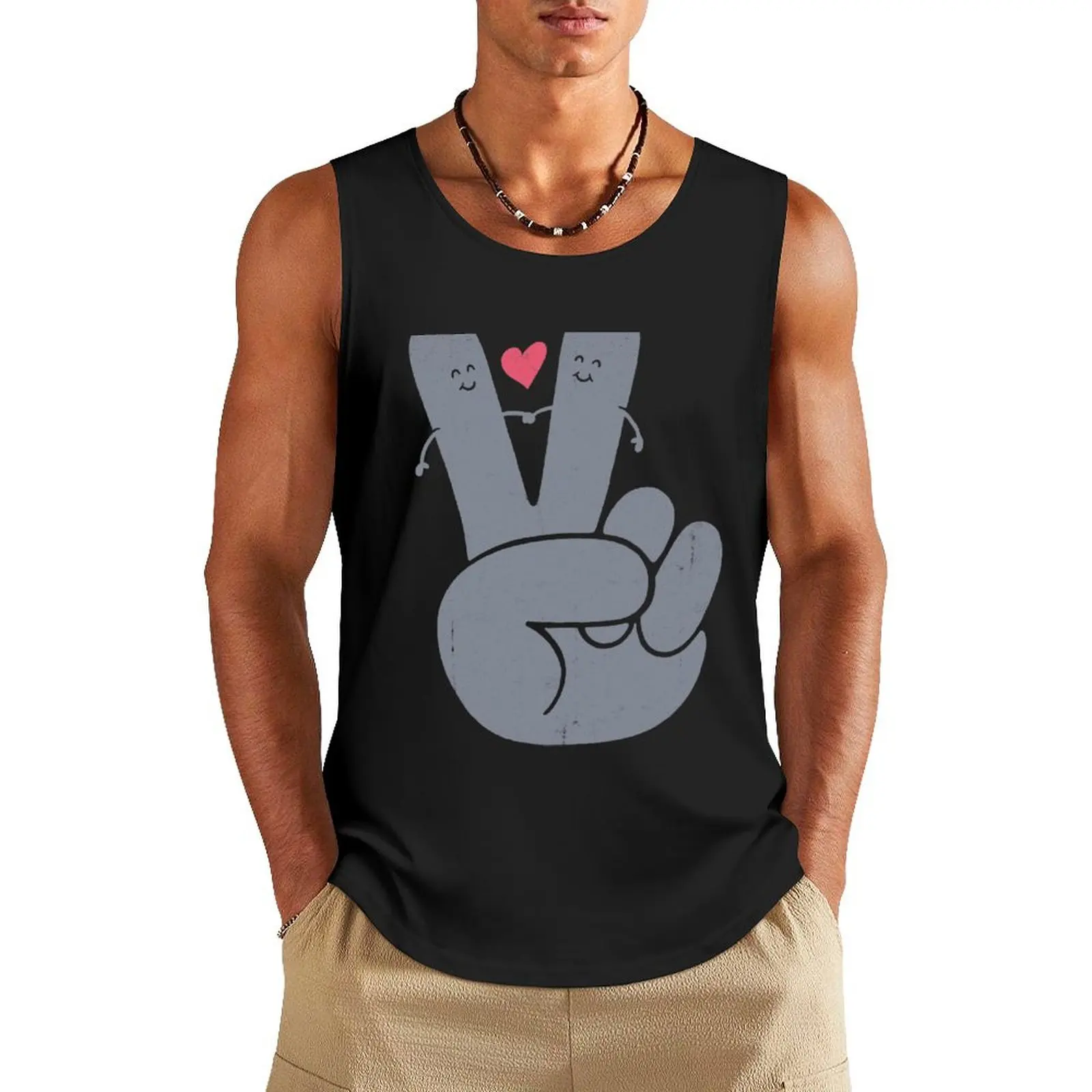 Peace & Love Tank Top gym shirts sleeveless vest men t-shirt for men t shirts