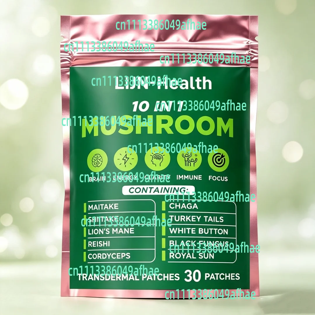 30 Patches 10-in-one Mushroom Complex Transdermal Patches With Lions Mane - Nootropic Brain Supplement, Immune Support