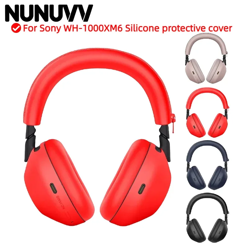 

NUNUVV Headphone Silicone Protective Cas Headbeam/Earmuff Sleeve/Shell Sleeve for Sony WH-1000XM6 Earphone effective protection