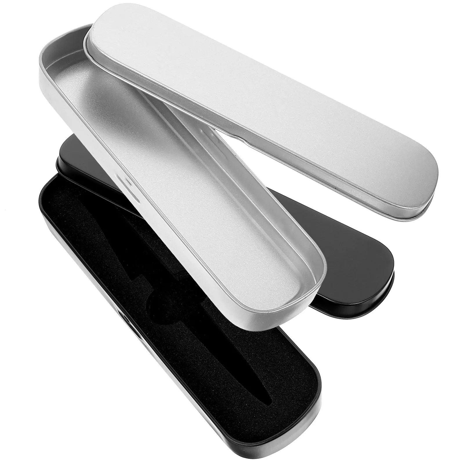 2Pcs Metal Pen Box Premium Thick Gauge Metal Pencil Storage Case for Art Supplies Office School Stationery Bulk Pack