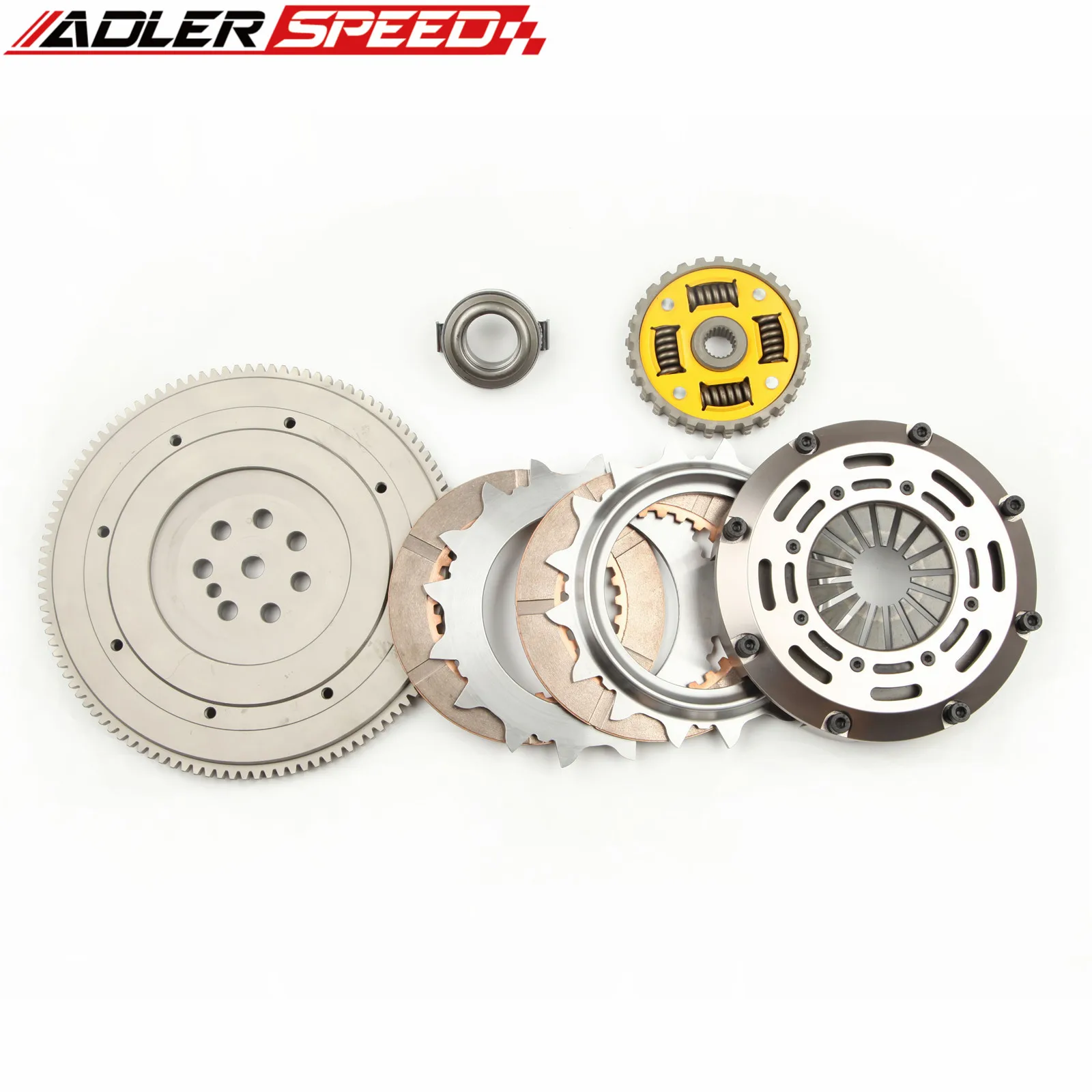 

ADLERSPEED Sprung Clutch Twin Disc Kit & Flywheel For 93-99 ECLIPSE TALON GST TSi FWD 7Bolt