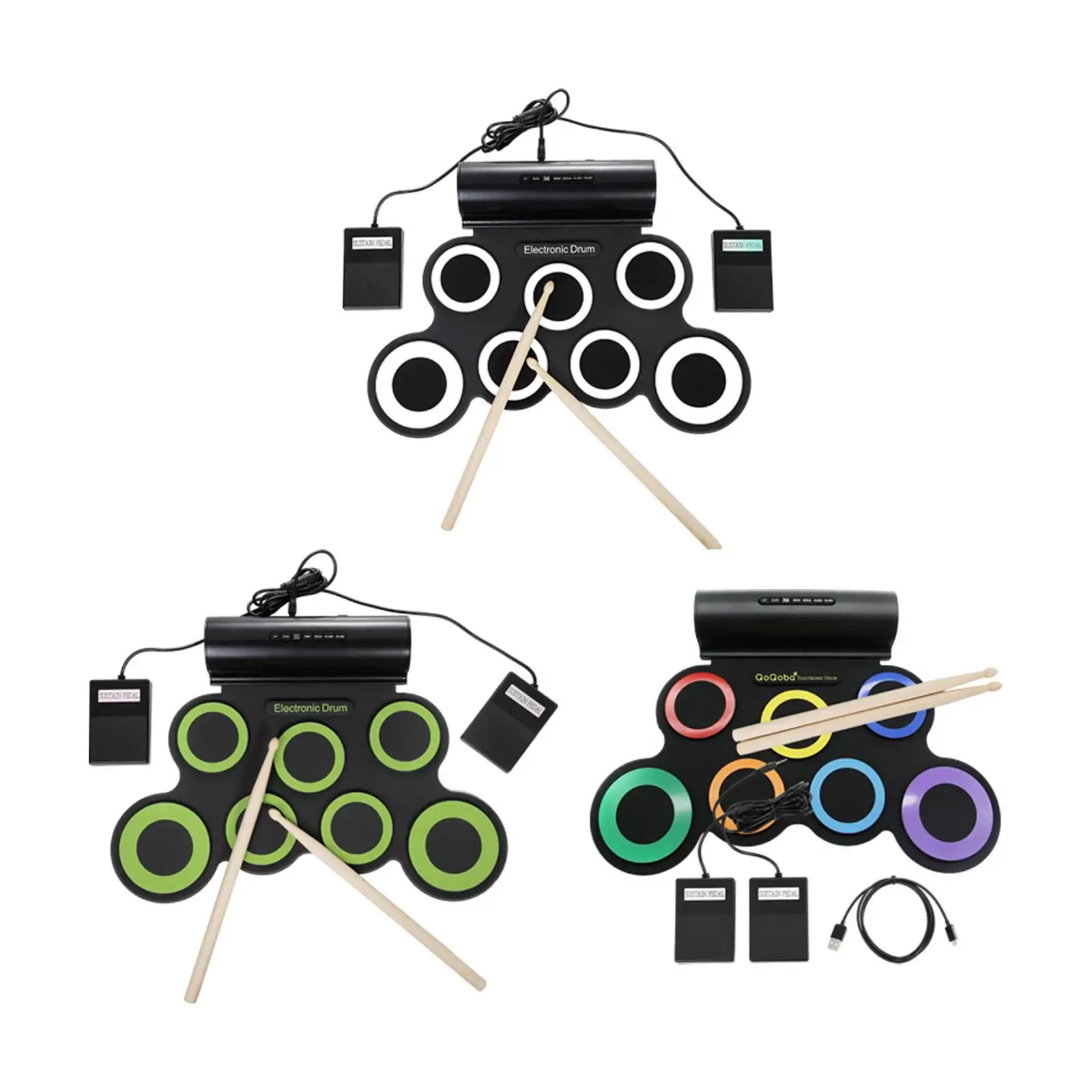 

Electronic Drum Set with Drum Sticks 7 Pads for Kids Children Professional