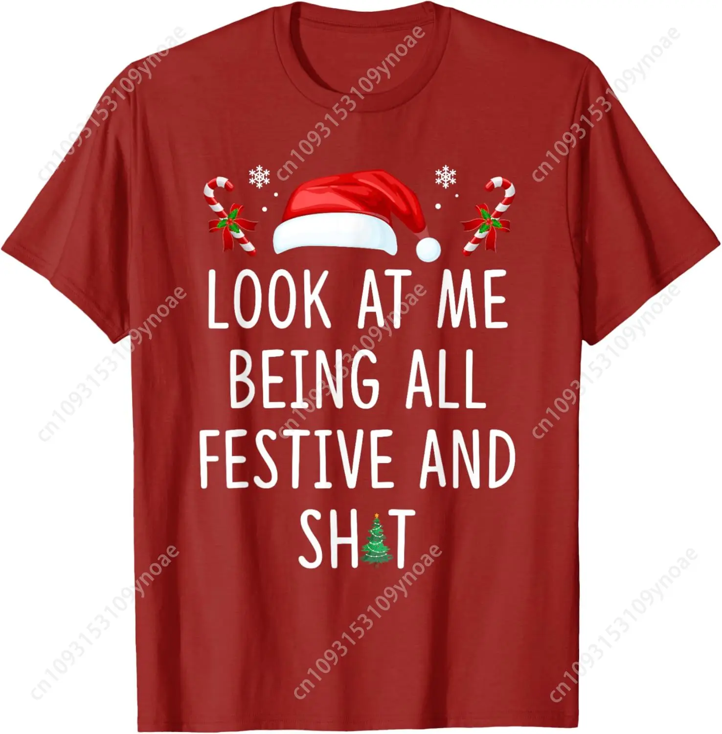 

Look At Me Being All Festive And Shit Funny Christmas Tree TShirt Man Women Cotton Tee Soft Shirt Breathable Top Short Sleeves