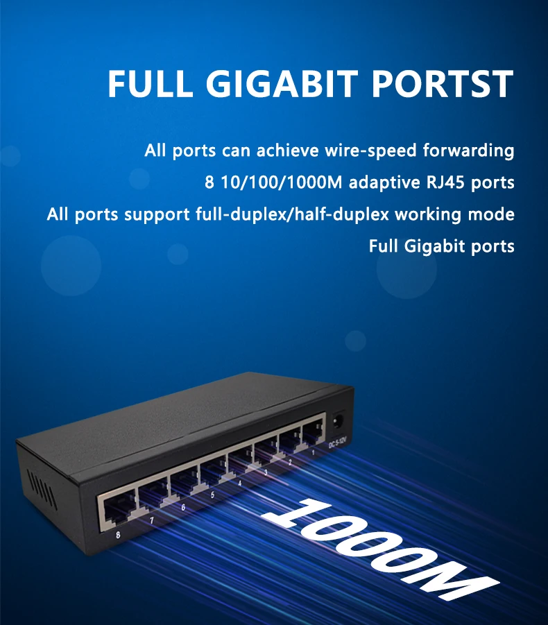 ZLWL 8-Port 10/100/1000Mbps Gigabit สมาร์ทเครือข่าย Ethernet Desktop Router สวิทช์จีนผลิตขายส่ง OEM ODM