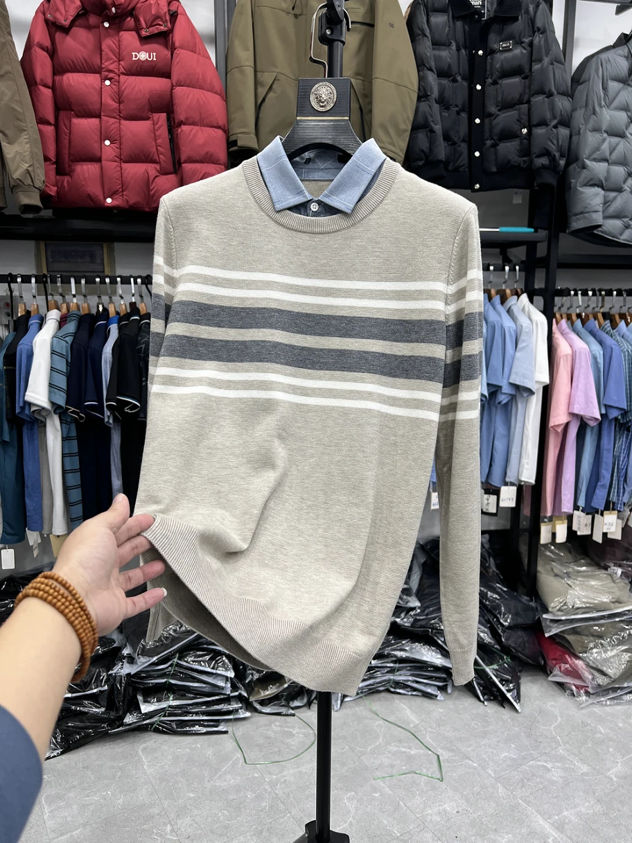 

Весенне-осенний вязаный свитер для молодежи, модный повседневный базовый джемпер в стиле Dad, мягкий, из смесового полиэстера, для бизнеса, повседневной носки и дома, комфортный