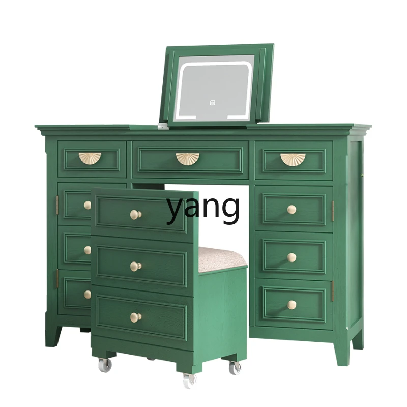 

Yhl Dressing Table Retro High Sense Dresser Beauty Lamp Mirror Dressing Table with Dressing Stool