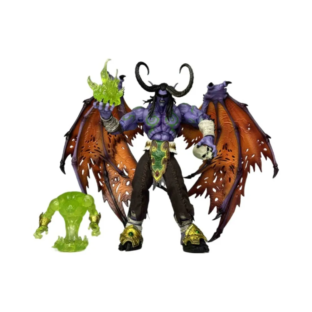 24cm World of Warcraft Game Figure Demon Hunter Illidan Stormrage Glowing Eyes Statue Peripheral Action Figure Anime Gift Toys