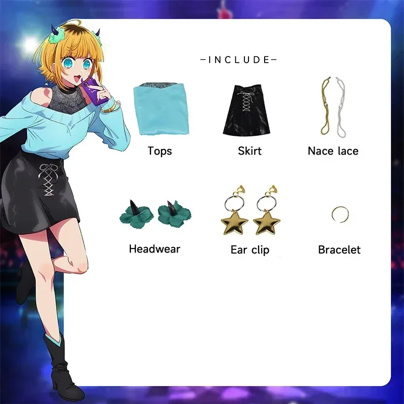 

2025 yiyi Anime Oshi No Ko Cho Mem Cosplay Wig Outfit Skirt Blonde Hair Headwear Halloween Costume for W