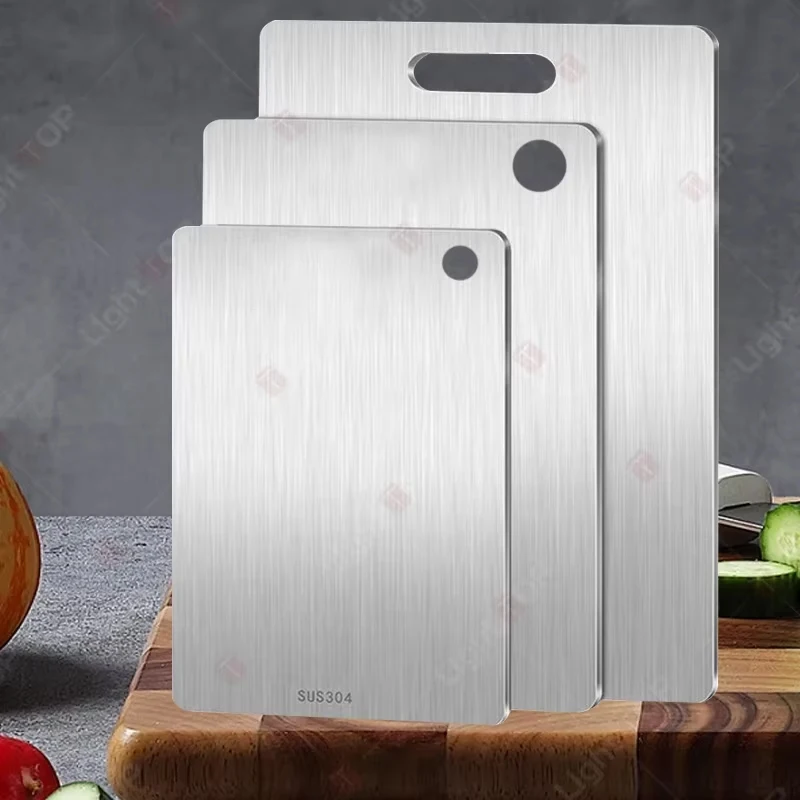 New Cutting Board for Kitchen 304 Stainless Steel Chopping Board Thickened Board Double Sided Food Grade Fruit Meat Chopping