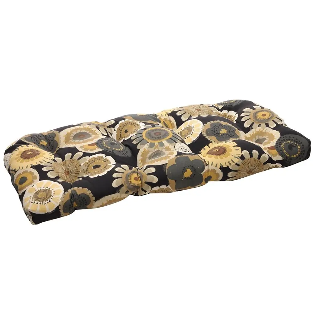 

Floral Indoor/Outdoor Sofa Setee Swing Cushion, Tufted, Weather, And Fade Resistant, 19"" X 44"", Black/Yellow Crosby, 1 Count