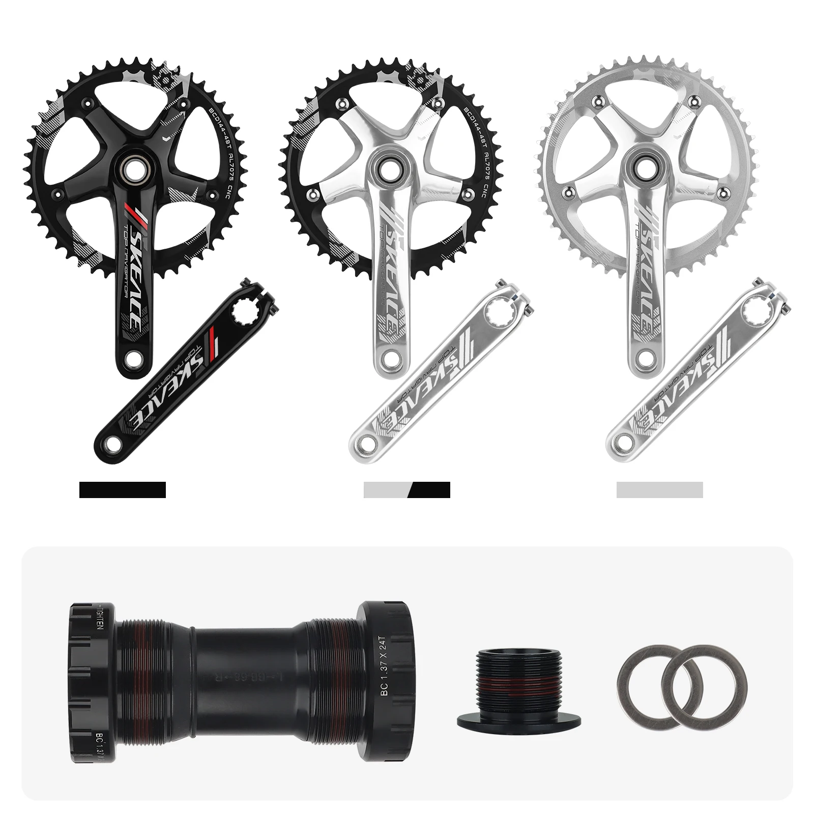 Custom MTB Road Bike Crankset in Aluminum Titanium, Carbon Fiber for BMX and Cruisers, 46 T, 48 T, 49T