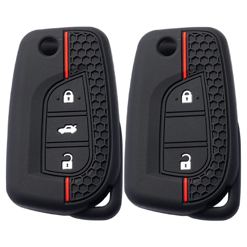 New Silicone Car Key Case Protect Cover for Toyota Hilux Corolla Avensis Prado Fortuner RAV4 CHR 2/3 Buttons Shell Accessories