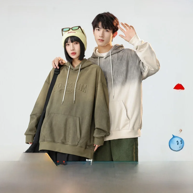 

Новая повседневная толстовка Snow Mid-Autumn Fly 2026 для пар, мужская и женская, с американским градиентным дизайном, верхняя одежда из полиэстера и спандекса