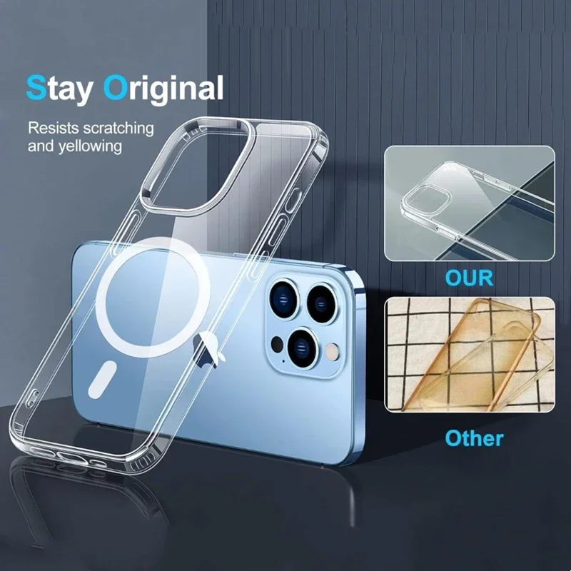 Clear Magnetic Case For Apple iPhone 16 15 14 13 12 11 Pro 16 Plus Case For Magsafe Wireless Charging Shockproof  Acrylic Cover image 5