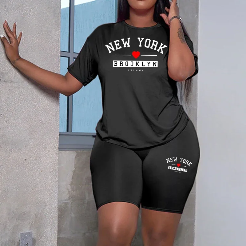 

Daily Women's Tracksuit Short Sleeve Woman Clothing Casual Two Piece Sets for Comfortable Summer Shorts T-Shirts O-Neck Matching