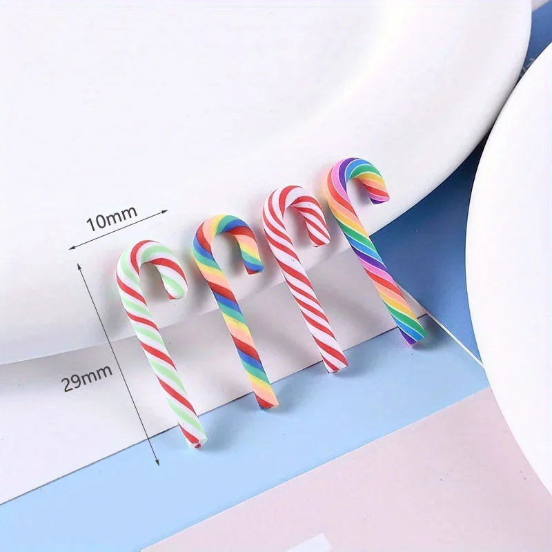 

10pcs Mini Candy Cane Flat Back Resin Charms for DIY Phone Cases Water Bottles Deco Parts Hair Accessories Craft Supplies