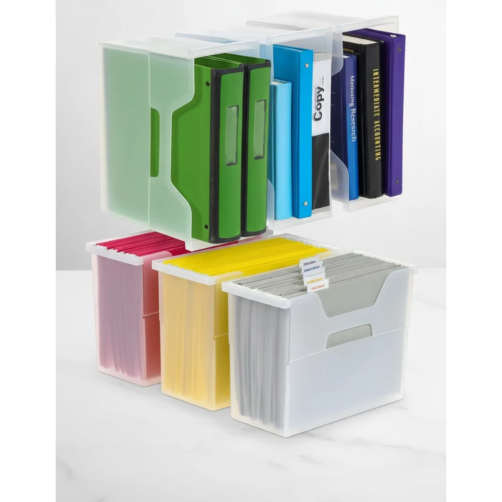

Средняя портативная настольная коробка для файлов с открытой крышкой, 6 шт., боковые ручки для организации офиса