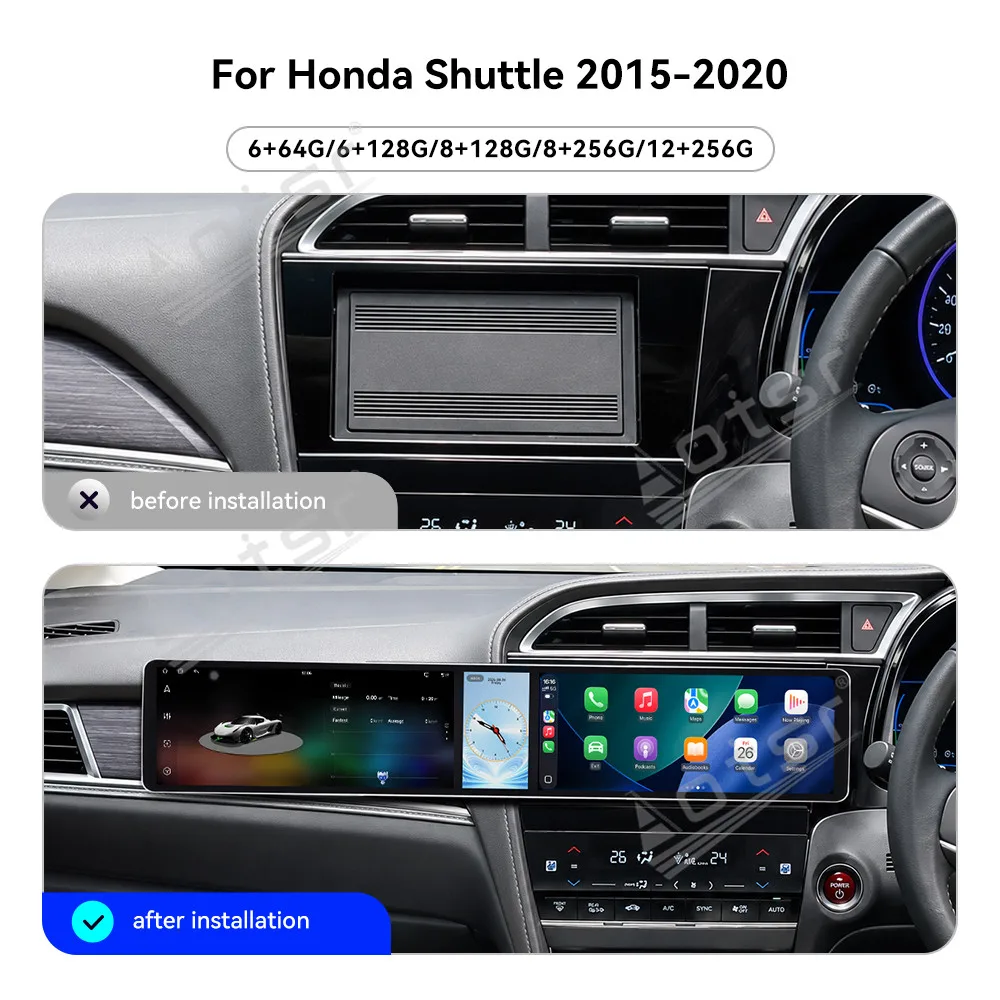 Android Car Radio For Honda Shuttle 2015~2020 3 Screen Car Stereo Wireless CarPlay Android Auto GPS Navigation Multimedia Player