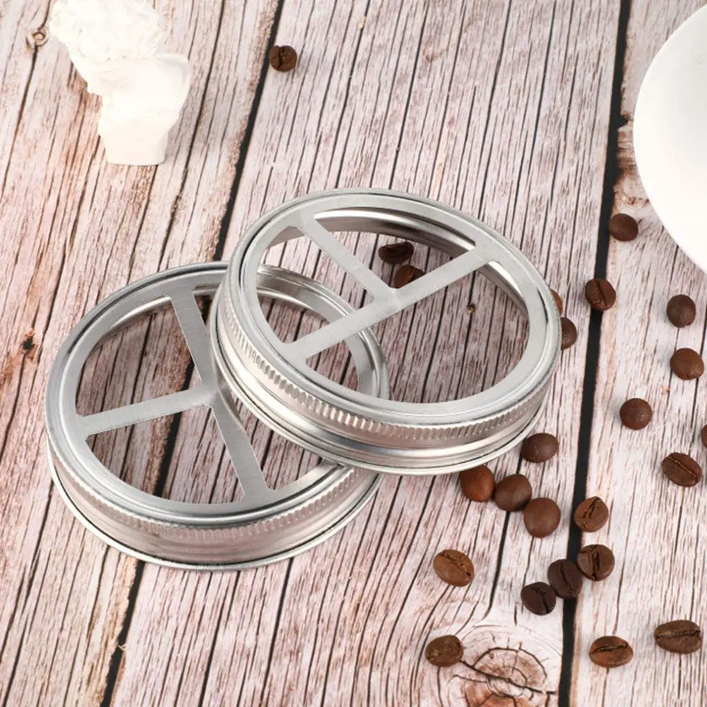 3Pcs Stainless Steel Mason Jar Toothbrush Bottle Lid Wide Mouth Divided Compartment Holder for Toothbrush Toothpaste Razor