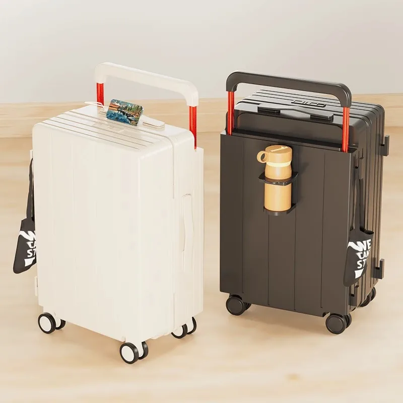 New Carry-on Suitcase Multi-function Wide Trolley Luggage 20 Inch Boarding Box Aluminium Alloy Trolley Case 22/24/26/28