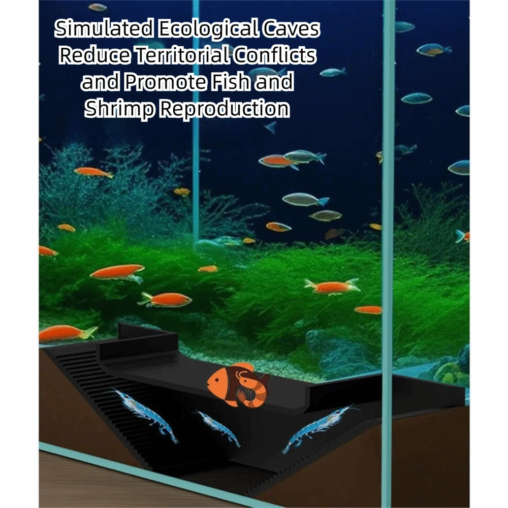 مخبأ حوض السمك المتدرج المأوى البلاستيك اللعب تربية التفريخ حوض السمك نفق الأسماك الروبيان غرفة مخفية الأسماك الروبيان السلطعون #2