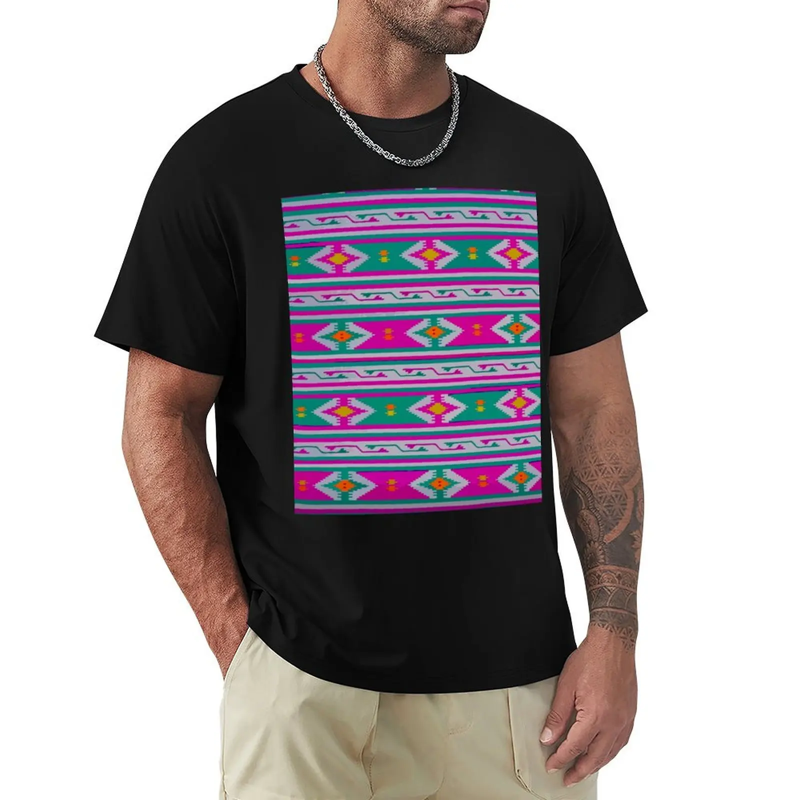 Green lavender chevron boho chic serape bold decor T-Shirt Graphic Print Short Sleeve T-Shirt