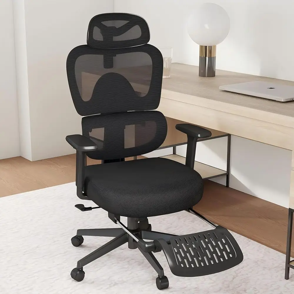 

Ergonomic High-Back Mesh Office Chair with Adjustable Lumbar Support, 3D Armrests, and Wide Seat, Ideal for Home and Office, Bla