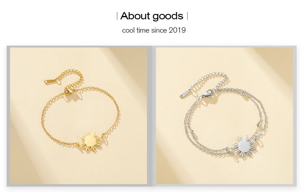 CoolTime Philippine Sun Anhänger mit Doppelketten Damenarmband Exquisiter goldfarbener Sonnenstrahl-Charm Schmuck Geschenk – Detail 3