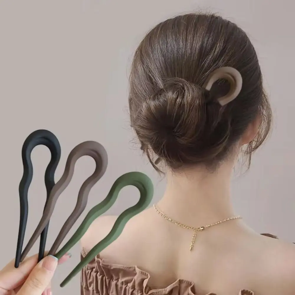 Fashion Resin Hair Fork Geometric Design Headwear Hairpin U-Shaped Hair Bun for Women Girls