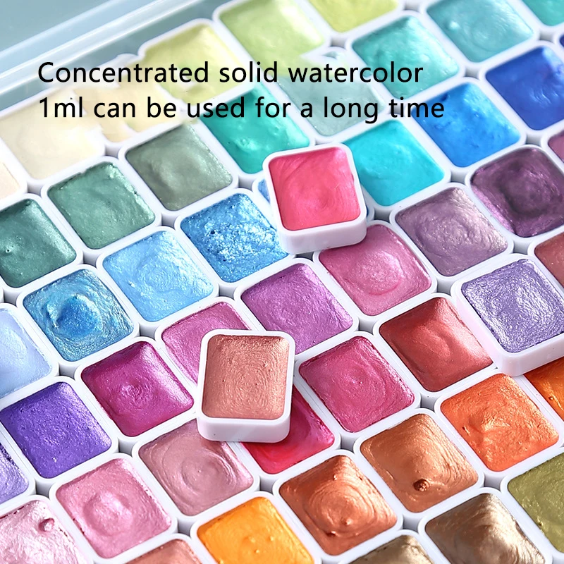 Mini 9 Colors Solid Watercolor Pigment 1ml Glitter Colors, Long-Lasting Pigments, Suitable for Art Watercolor Painting