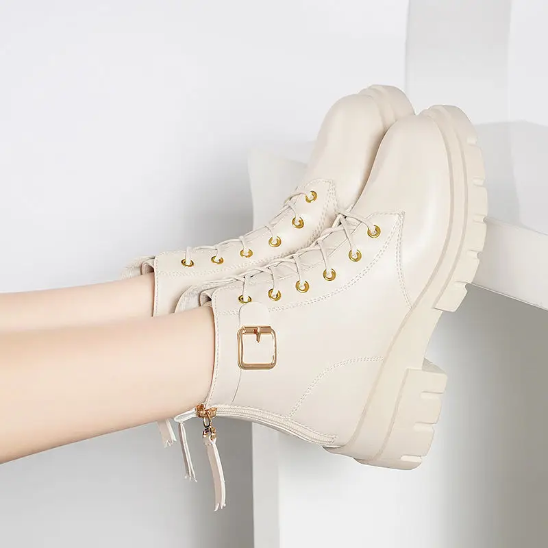 

Korean Style Fleece Lined Boots Thick Heel Women's Shoes Versatile Student Fashion Short Boots Spring Summer Autumn Wi...