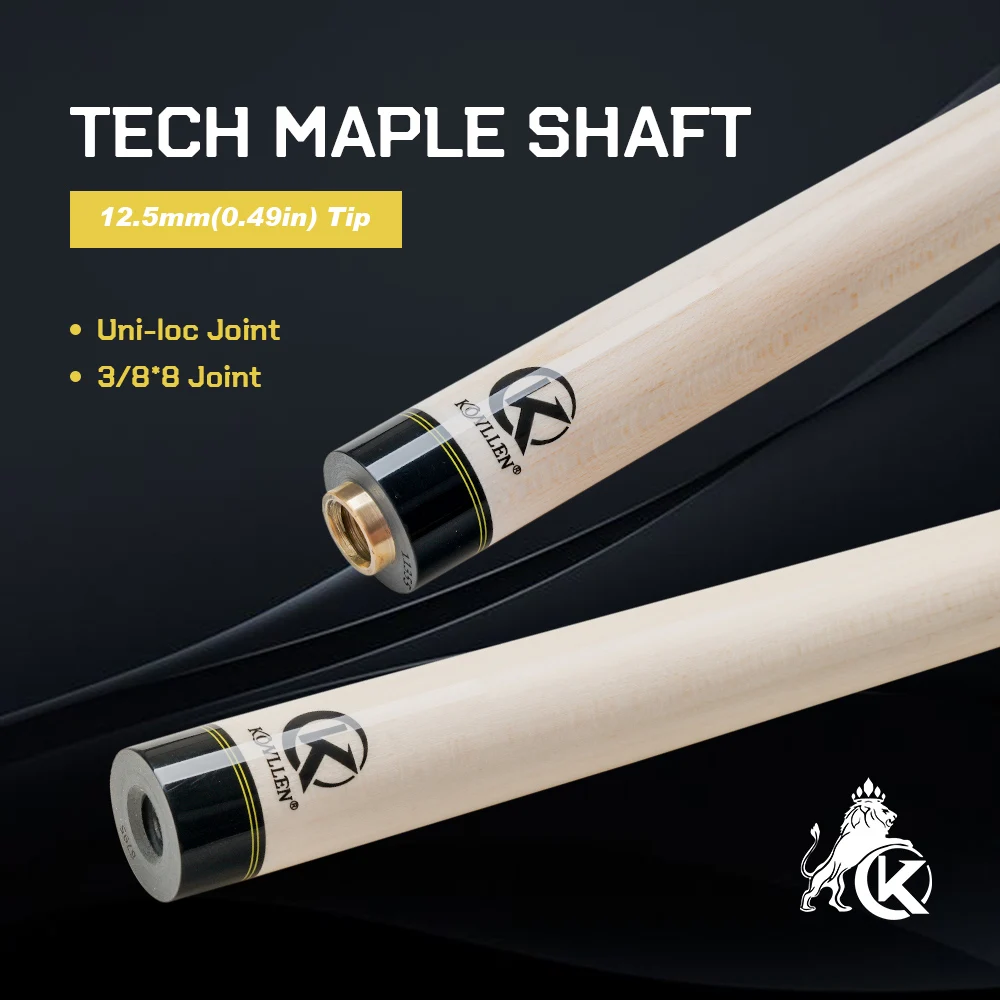 

Кий для пула KONLLEN Maple Pool Cue Single Shaft с наконечником 12,5 мм, встроенным в трубку из углеродного волокна Pro Taper Billiard Shaft для бильярдных палок