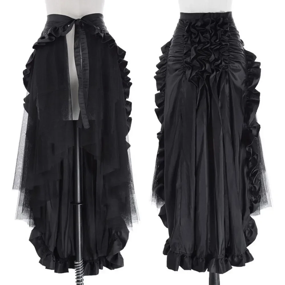 Big Size Women's Gothic Steampunk Skirt Pirate Flair and Victorian Ruffles Anime Cos Victorian Era Gothic Skirt