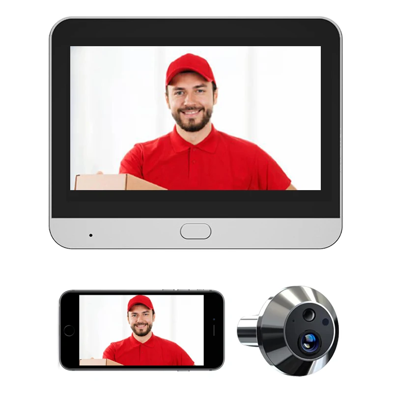 Tuya Smart 2K جرس باب يتضمن شاشة عرض فيديو 3MP ثقب الباب عارض كاميرا الباب الرقمية 140 ° زاوية واسعة صغيرة واي فاي PIR كشف HD جرس الباب عين القط #3