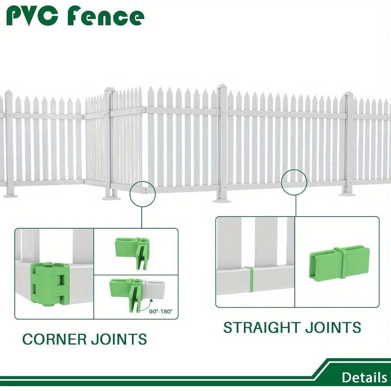 Outdoor Garden Vinyl Fence 1Set W84 X H30 White Picket Fence Panels Privacy Screen PVC Fencing for Yard Patio Decorative