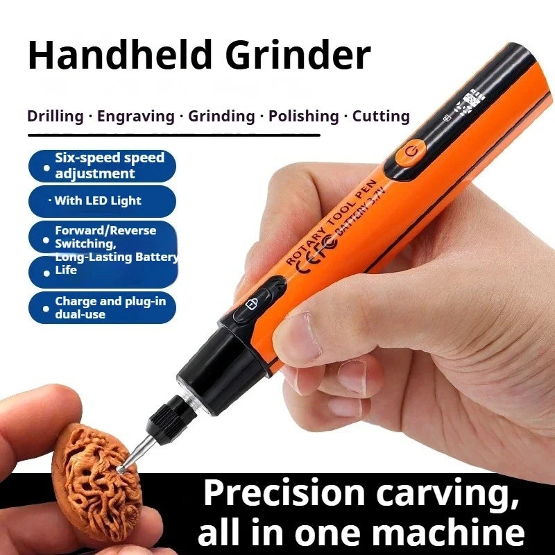 Electric Mini Engraving Pen 6 Speeds LED Light Complete Kit Handheld Drilling Cordless Rotary Tool DIY Crafts/Carving/Polis