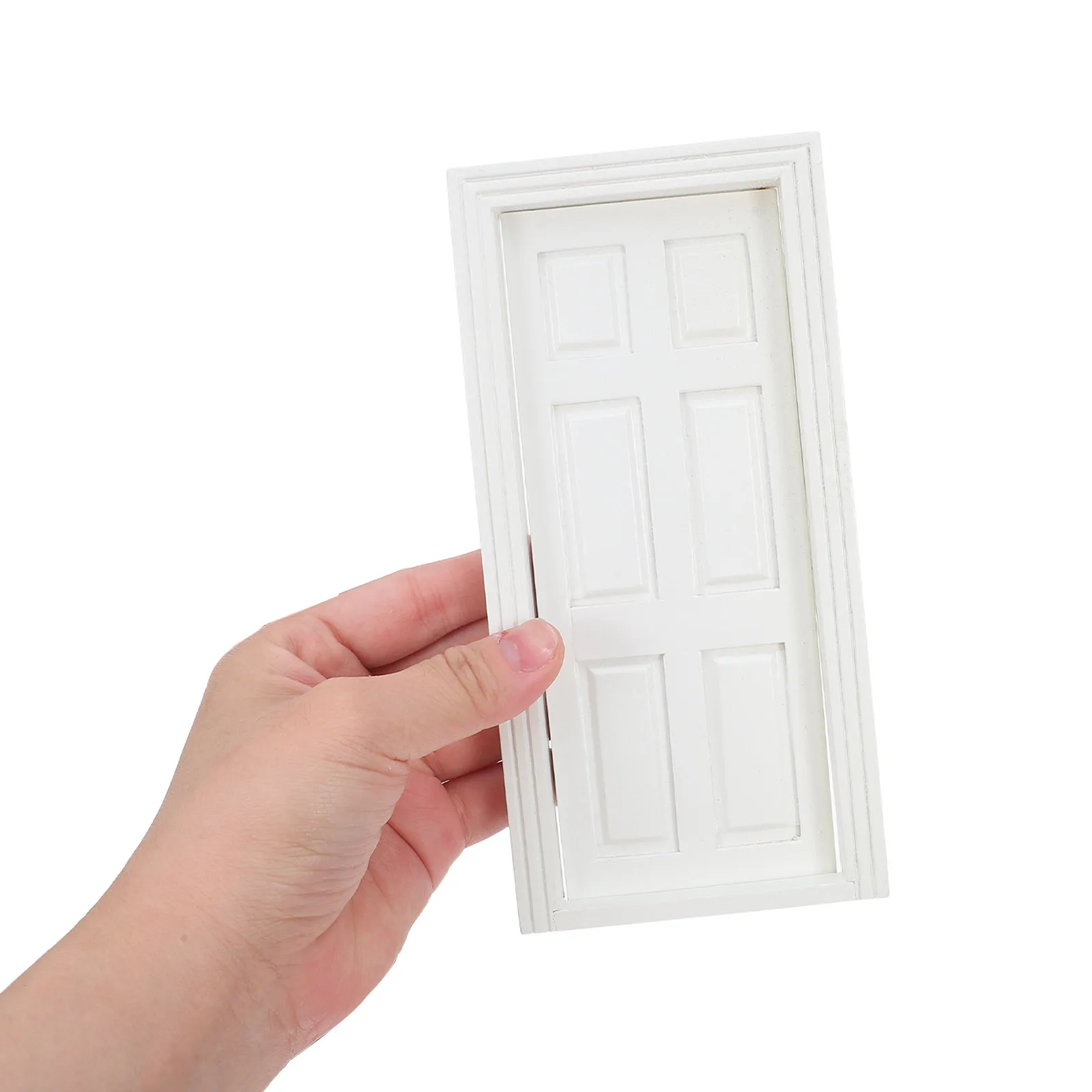 

Wooden Dollhouse Front Door 6 Panel 1:12 Scale Unpainted Miniature Furniture Accessories DIY Crafts Decor Dollhouse Door Frame