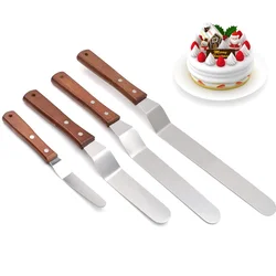 4/6/8/10 Inch Stainless Steel Cake Frosting Spatula Butter Cake Spatula Wooden Handle Frosting Spatula Tool Set Butter Smoother