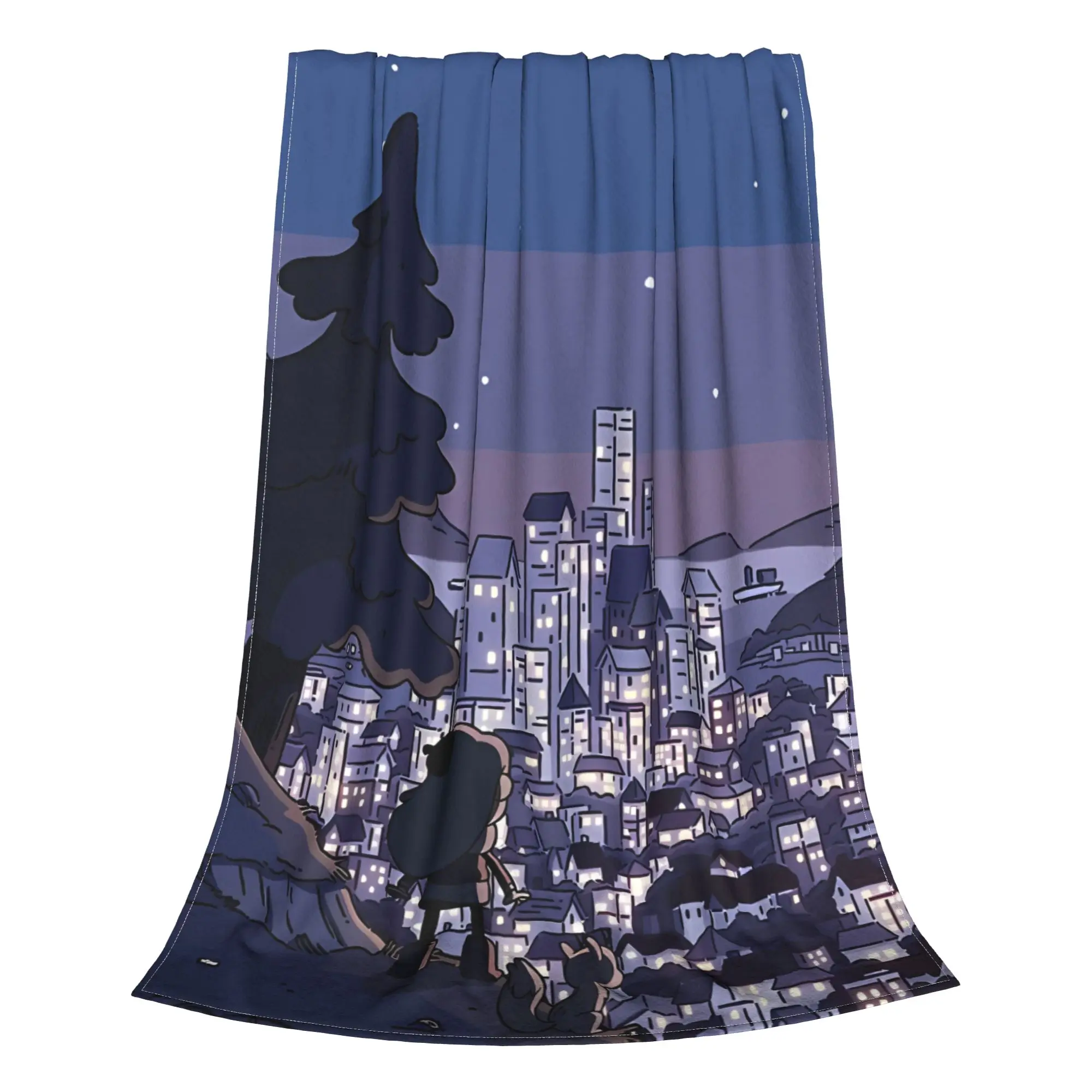 1PC View Of Trolberg At Night Hildaa Home Room Decorations Winter Blankets For Adults Bedding Home Interior Sofa Knee