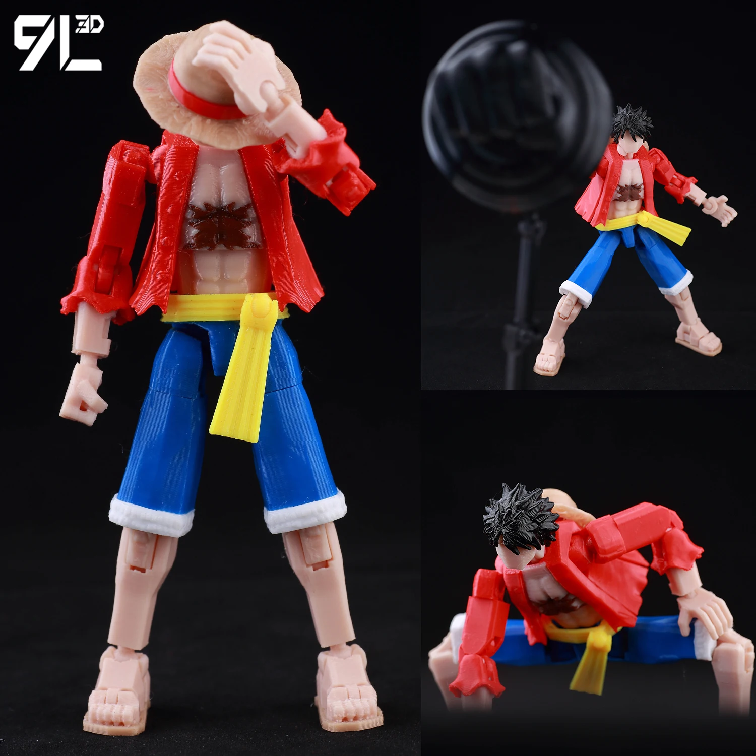 9L3D Printed Anime Characters Lucky Dummy 13 Action Figures Monkey D.Luffy Multi-Jointed Movable Shapeshift Mannequin Toys