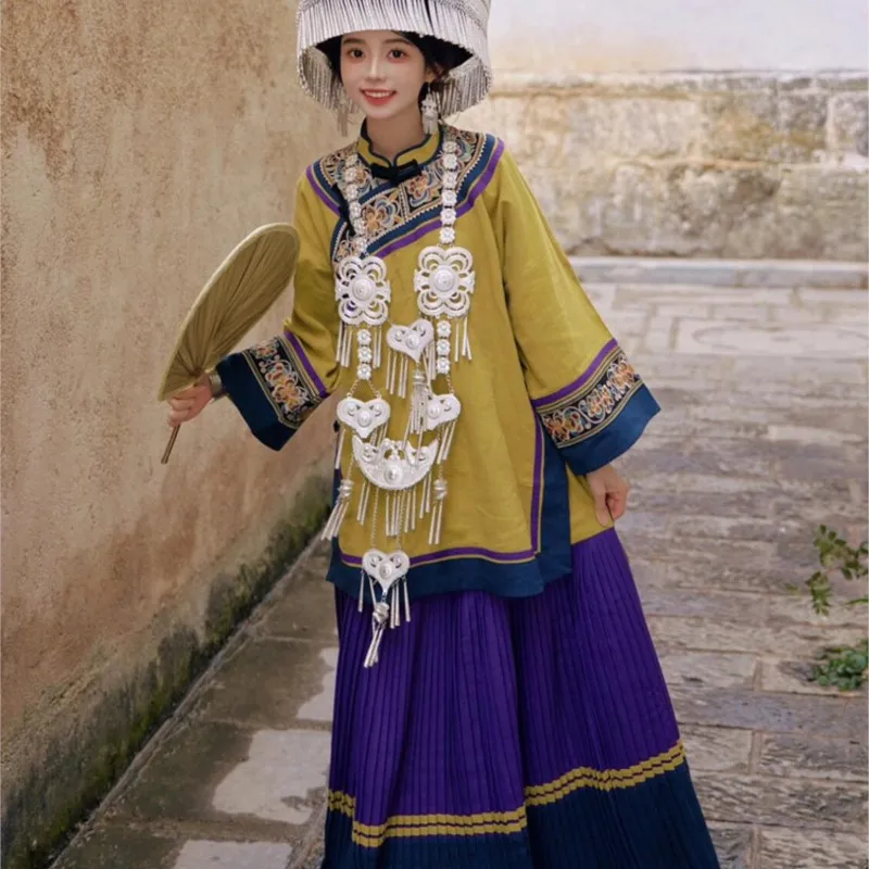 New cotton and linen clothing women's exotic embroidered garments performance costumes travel shoot styles