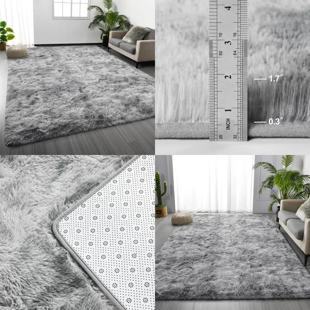 

Large Shag Area Rugs 6 x 9, Tie-Dyed Plush Fuzzy Rug for Living Room, Ultra Soft Fluffy Furry Rugs for Bedroom, Indoor Carpet Nu