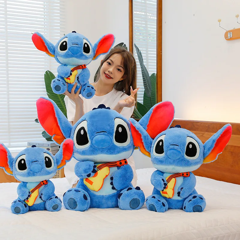 40/50cm Disney Cartoon Guitar Stitch Plush Toy Boy Birthday Gift Violin Stitch Home Decor Pillow Decoration Gifts