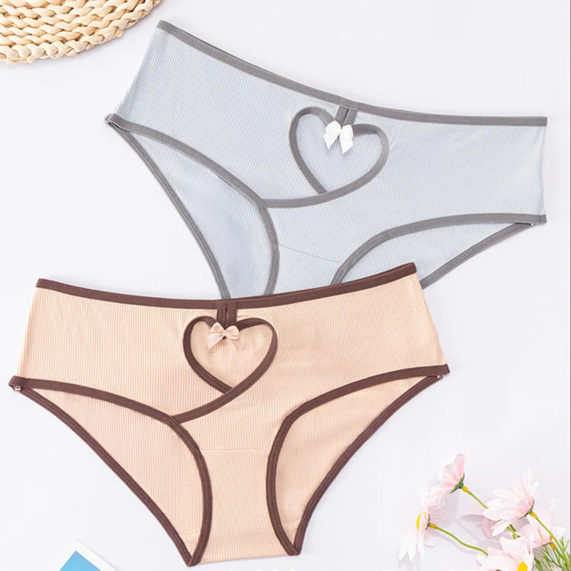 4-Piece Personalized And Fashionable Low Waisted Threaded Triangle Pants With Hollowed Out Color Blocked Women's Underwear